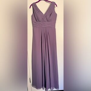 Bill Levkoff Purple Ruched Maxi Gown